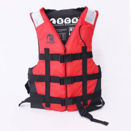 Life vest for water sports, red, size S, universal fit, safety and buoyancy gear.