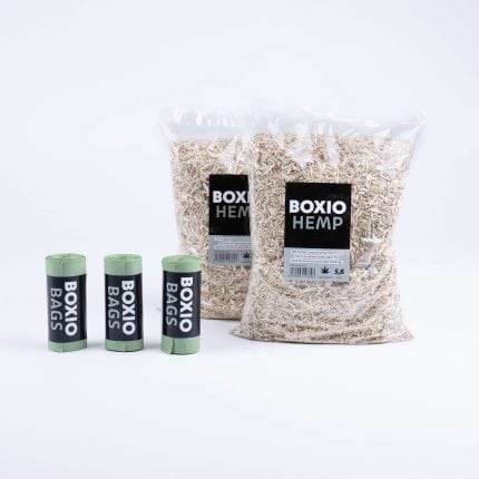 Toilet up refill bundle with hemp bags and capsules for eco-friendly waste management.