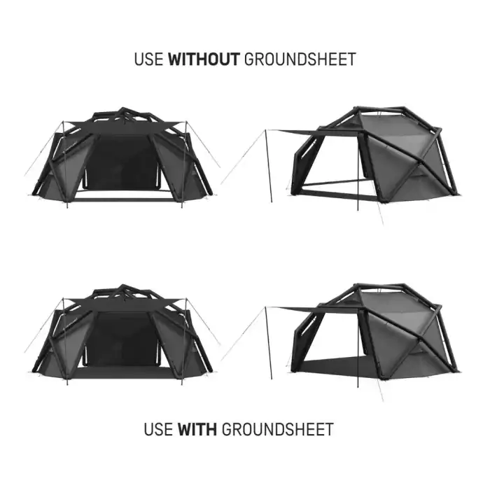 Versatile Cloudbreak shelter setup with and without groundsheet for camping. Durable, weather-resist.