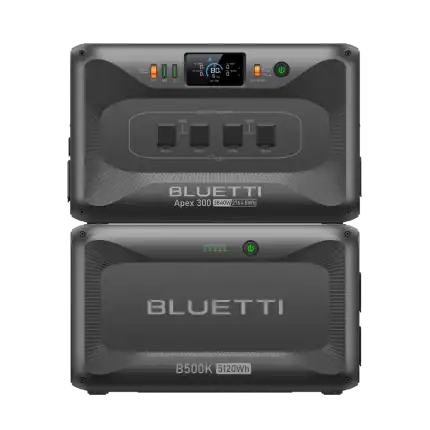 Bluetti B500K portable power station with multiple outlets for Apex300.