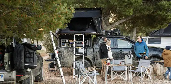 Family camping with Yellystone Outdoors gear and iKamper Skycamp 3.0 rooftop tent.