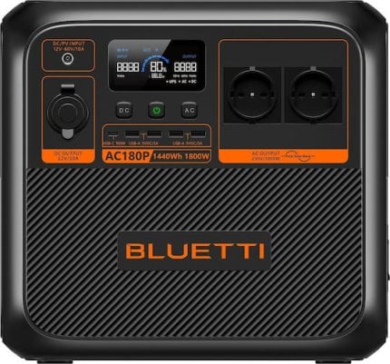 Portable Bluetti AC180P Power Station for Camping and Emergency.