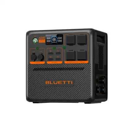 Portable BLUETTI AC240P power station for outdoor camping and emergency backup.