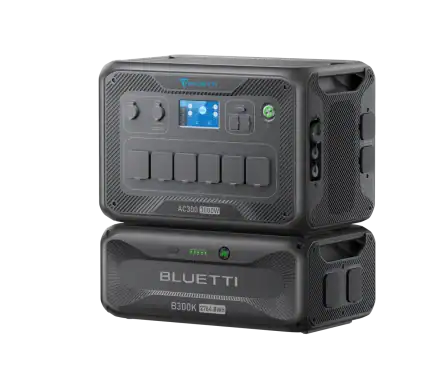High-capacity Bluetti AC300+B300K portable battery system for outdoor and emergency power needs.