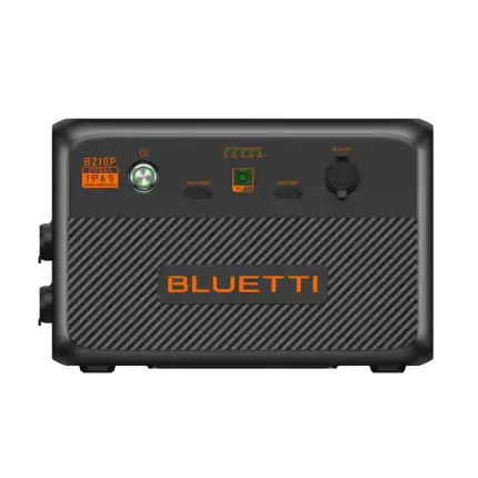 BLUETTI B80P portable power station with display and ports.