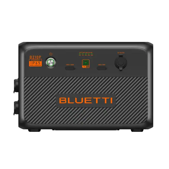 BLUETTI B80P portable power station with display and ports.