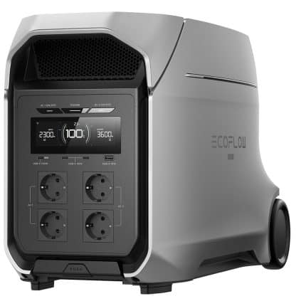 EcoFlow DELTA 3 Ultra Plus portable power station with multiple outlets and digital display.