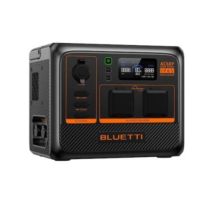 Yellystone Outdoors BLUETTI AC60P portable power station for camping and outdoor activities.