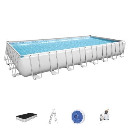 Above-ground swimming pool frame kit for easy backyard installation and durable outdoor use.