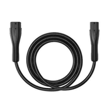 Charging cable for electronic devices, black, coiled.