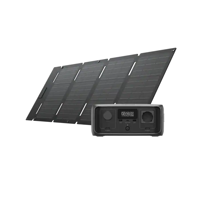 Eco-friendly portable solar power station for camping, hiking, and outdoor adventures.