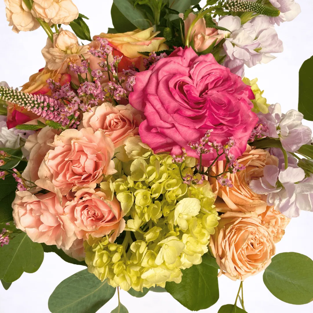 Luxury petite blush flower arrangement in glass vase