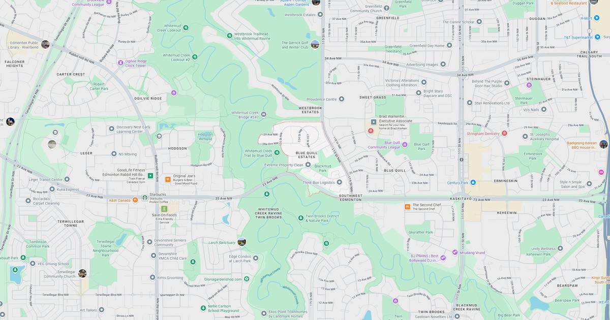 An overview map of Westbrook Community League in Edmonton, highlighting parks, schools, and neighborhood streets for local residents and visitors.