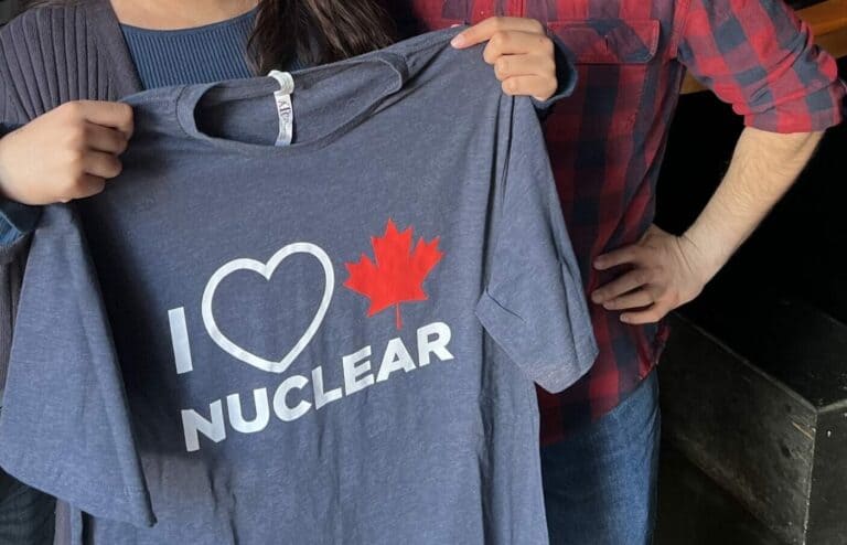 I love nuclear T-shirt, Canadian pride, clean energy supporter, Young Canadians for Resources, YCR campaign.