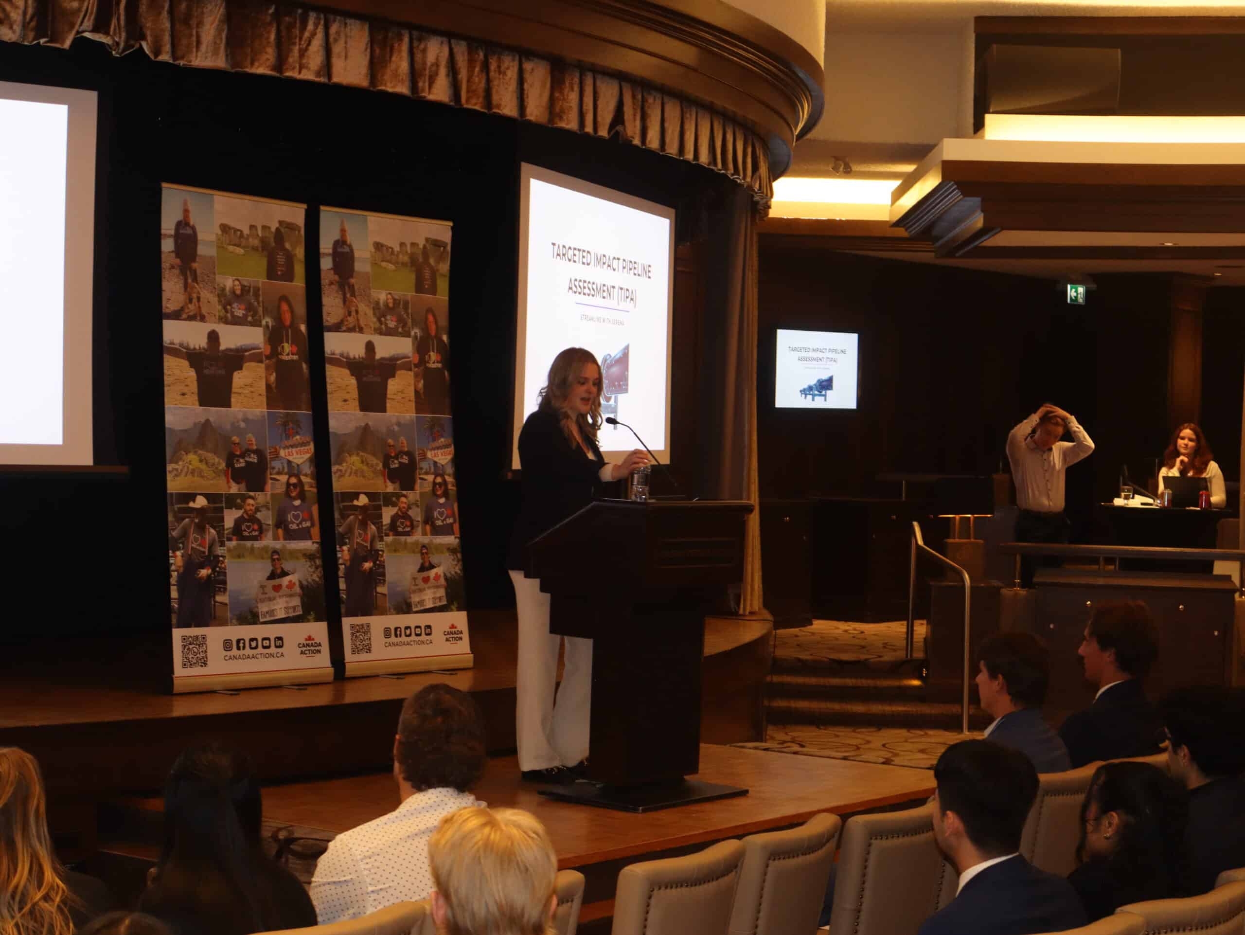 Young Canadians for Resources youth advocates speaking at a conference about resource development and energy policies.