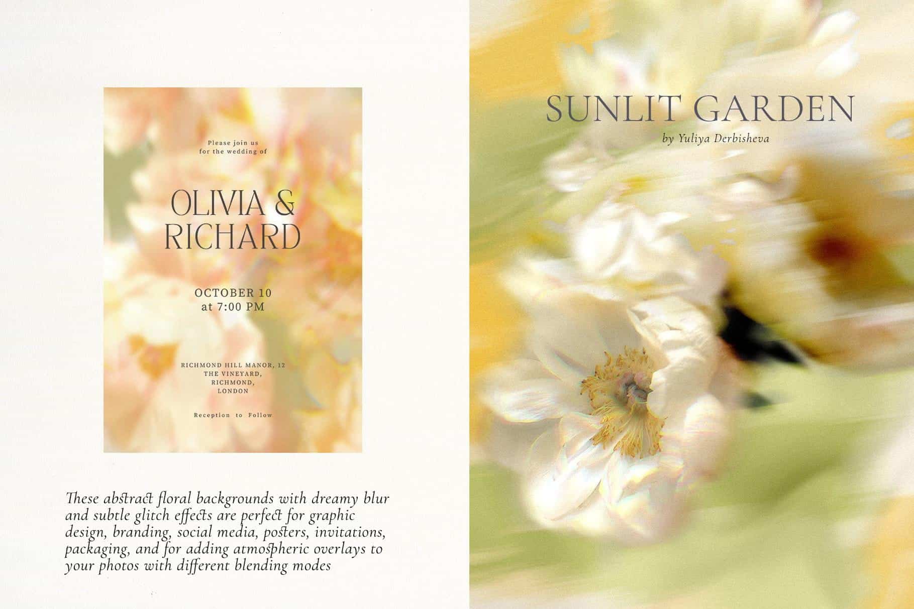Sunlit Garden – Blurry & Glitch Abstract Flower Backgrounds - Image 3