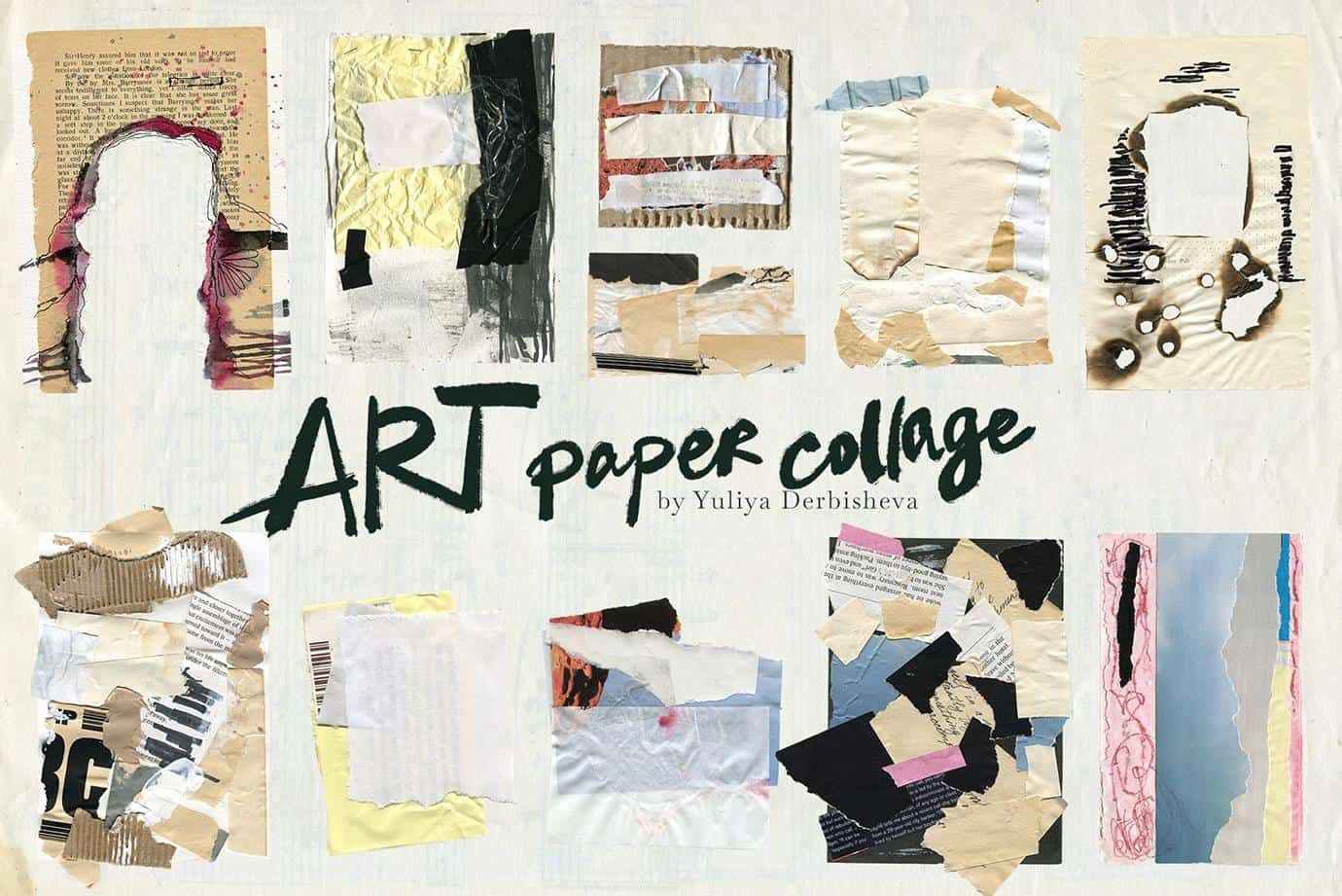 Art Paper Collage Mixed media elements, modern & vintage paper textures - Image 5