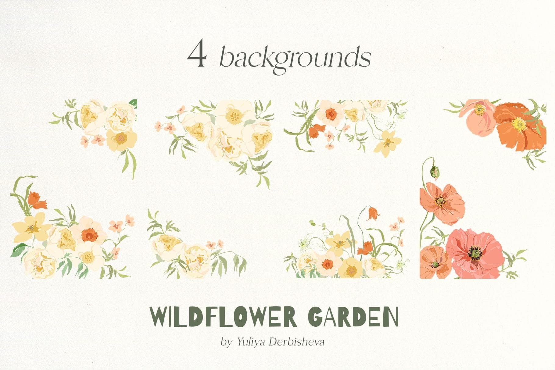 Wildflower garden retro flowers illustrations - Image 7