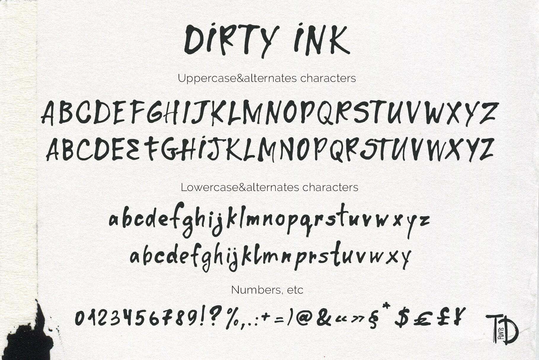 Dirty Ink unique handwriting font with hand drawn texture - Image 8