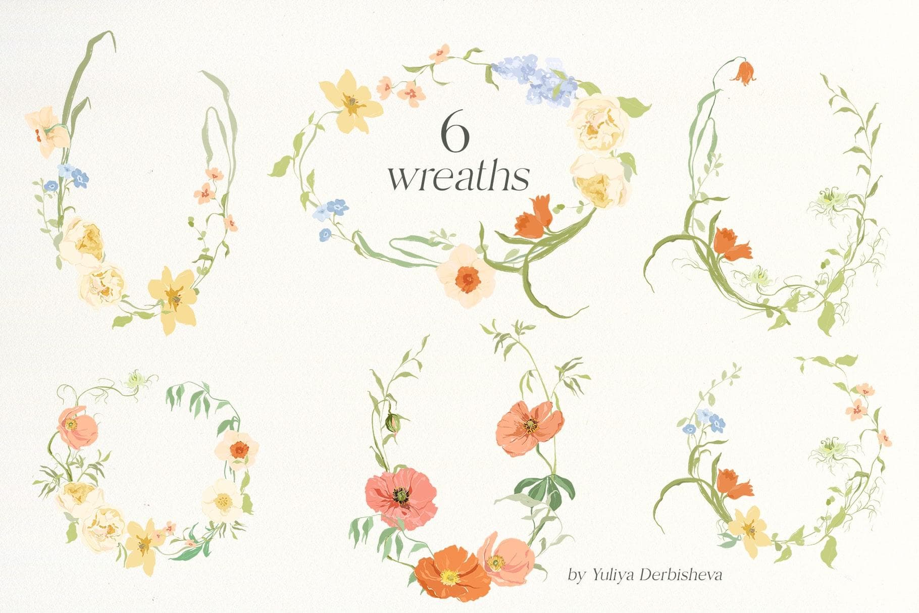 Wildflower garden retro flowers illustrations - Image 8