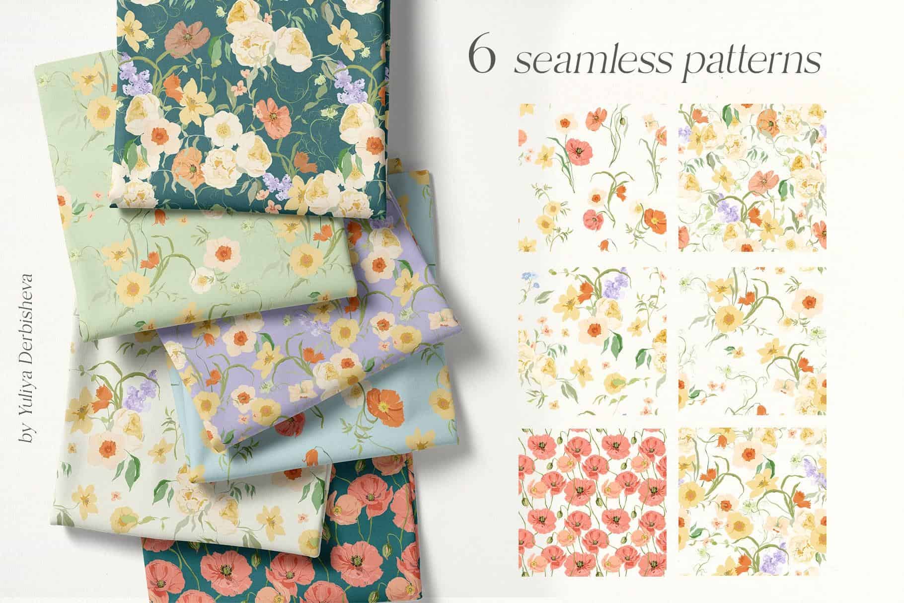 Wildflower garden retro flowers illustrations - Image 9