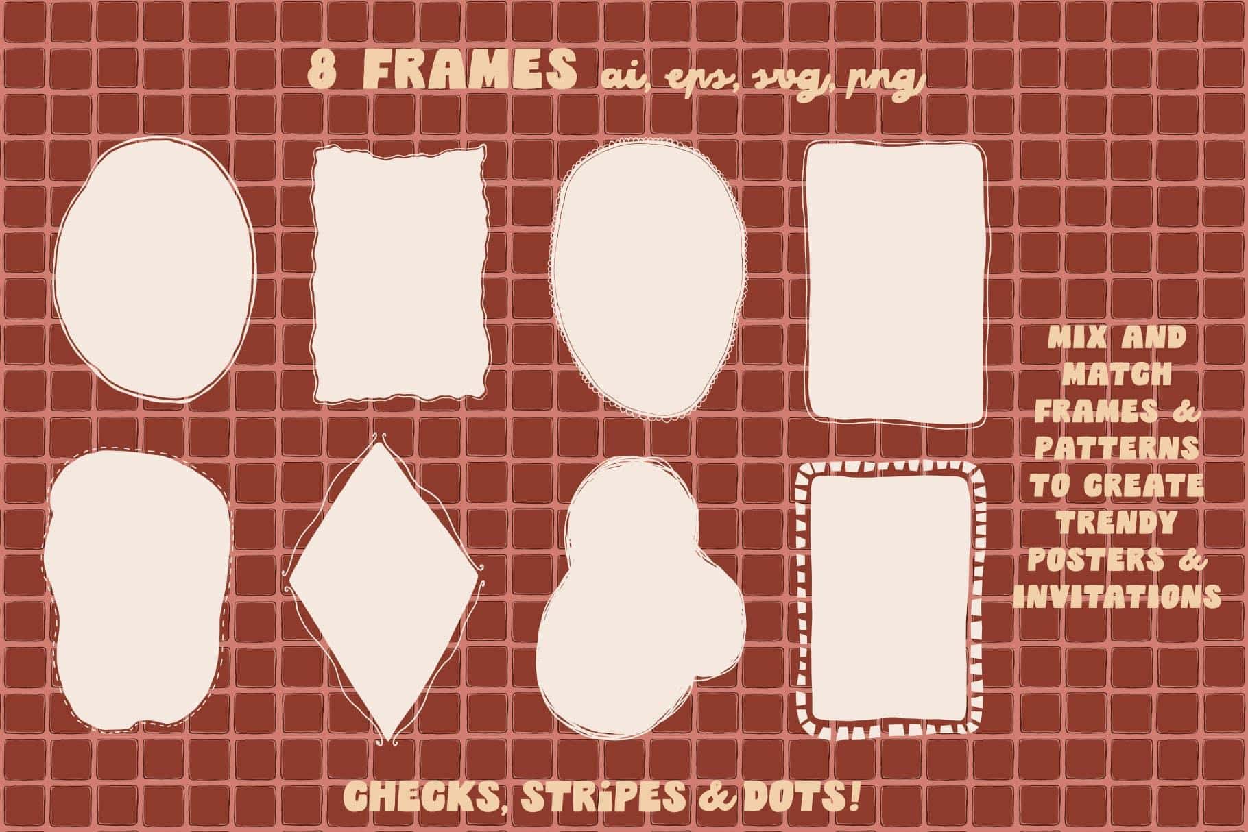 Checks, Stripes & Dots — a hand-drawn vector seamless patterns - Image 10