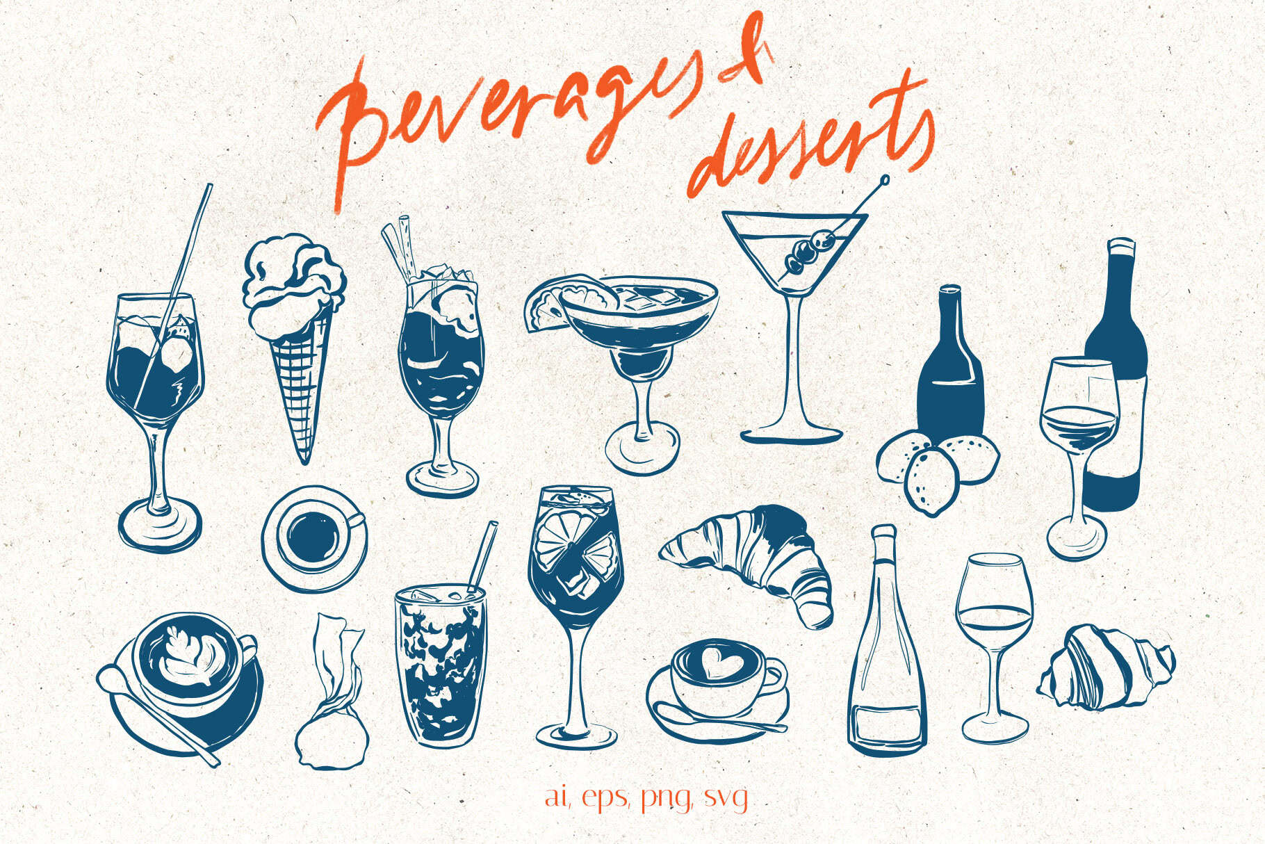 Mediterranean Dolce Vita illustrations doodle vector - Image 10