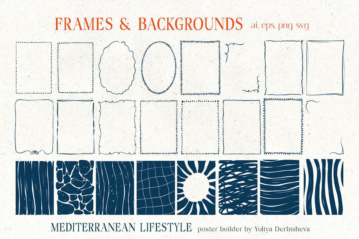 Mediterranean Lifestyle Posters Art Prints vector collection - Image 11