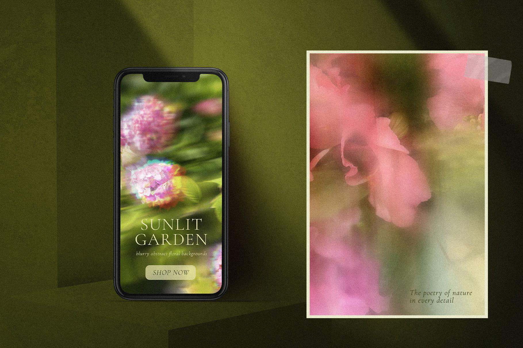 Sunlit Garden – Blurry & Glitch Abstract Flower Backgrounds - Image 11