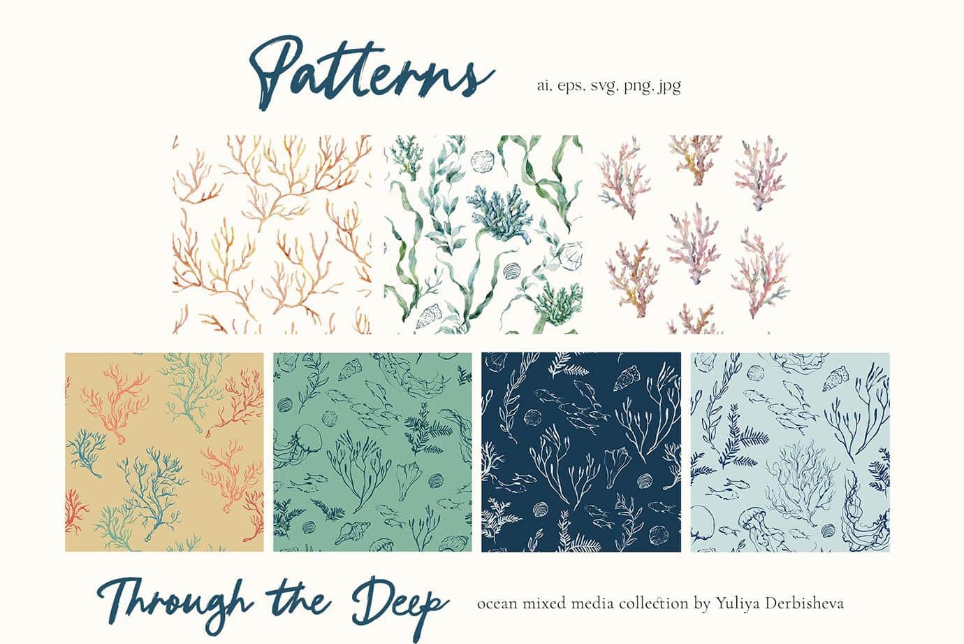 Through the Deep – Mixed Media Ocean backgrounds & marine graphics - Image 14