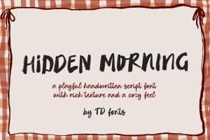 Hidden Morning playful handwritten script font with rich texture and cozy feel.
