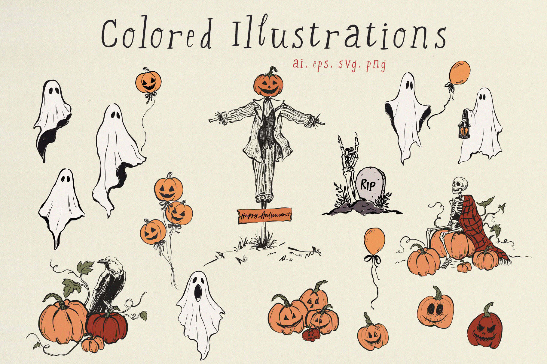 Halloween Party – Cute & Whimsical hand-drawn vector clipart, Posters and seamless patterns - Image 8