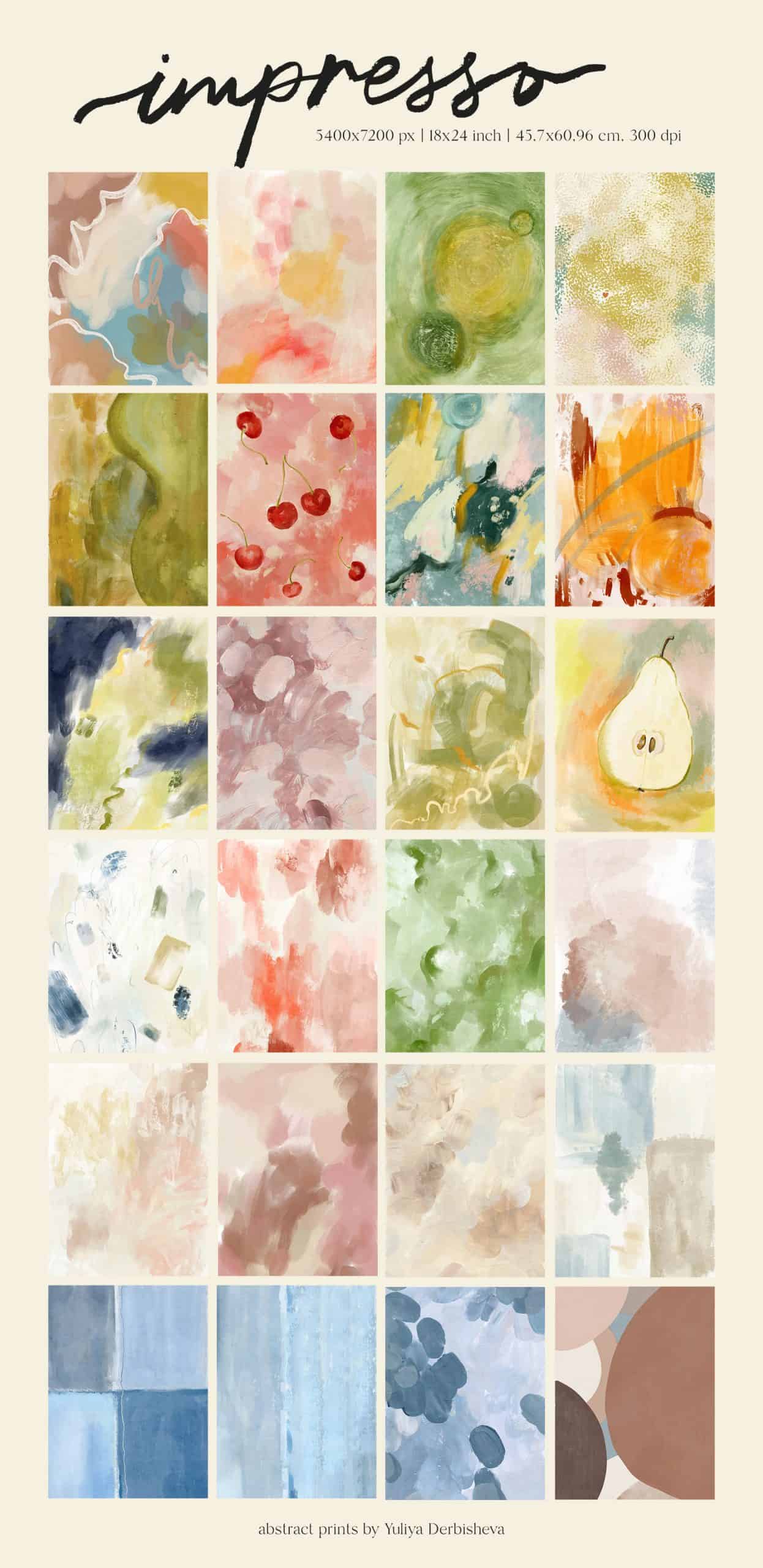 Impresso abstract prints posters wall art hand painted background - Image 7