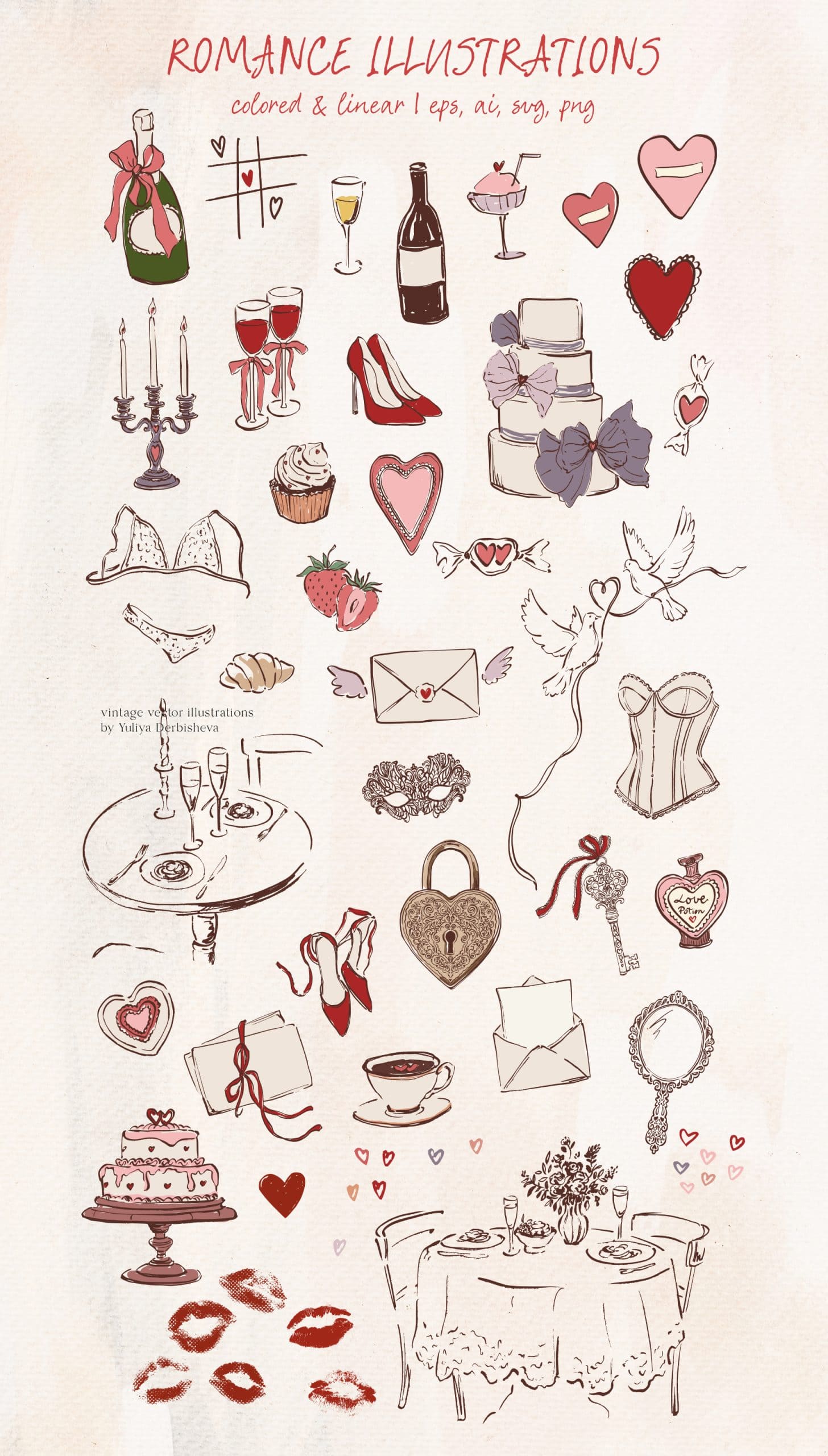 We wanna Love: vector vintage illustrations, Cupids clipart, rococo elegant frames, Valentine's Day posters and cards - Image 7