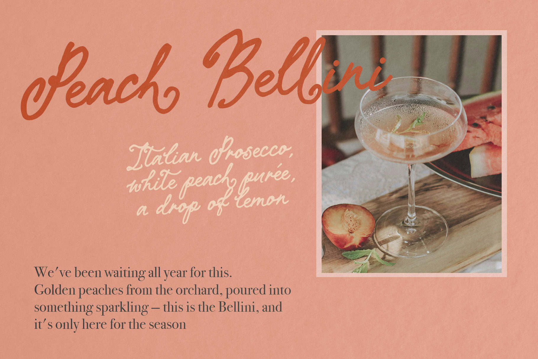 Close-up of Peach Sunday script font, romantic handwritten calligraphy style