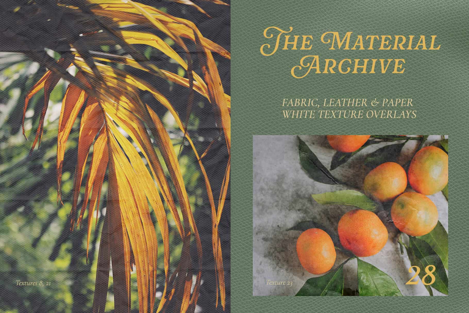 The Material Archive — 28 white texture overlays collection cover, fabric, knitwear, leather and paper PNG pack