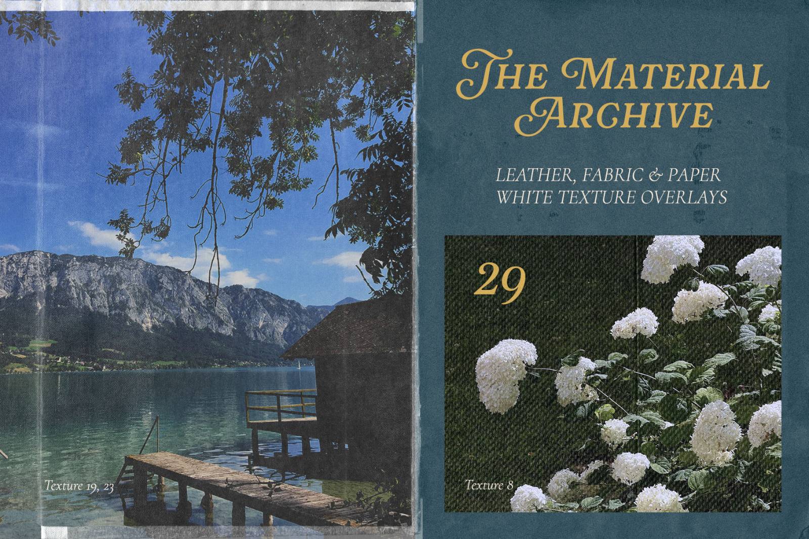 The Material Archive 3 White overlays with Paper Leather Fabric 01
