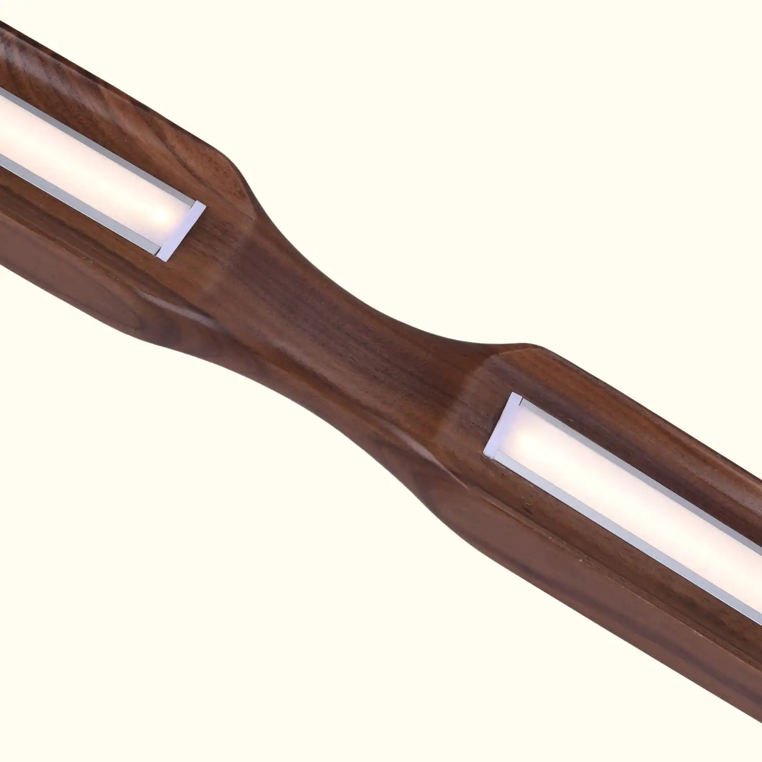 Elegant natural solid walnut ash oak wood LED light fixture for modern home decor and interior design.