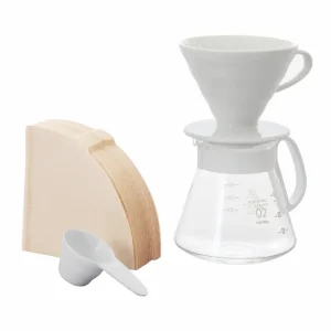 Kit Hario V60 - 02<br>(con dripper de cerámica blanca)