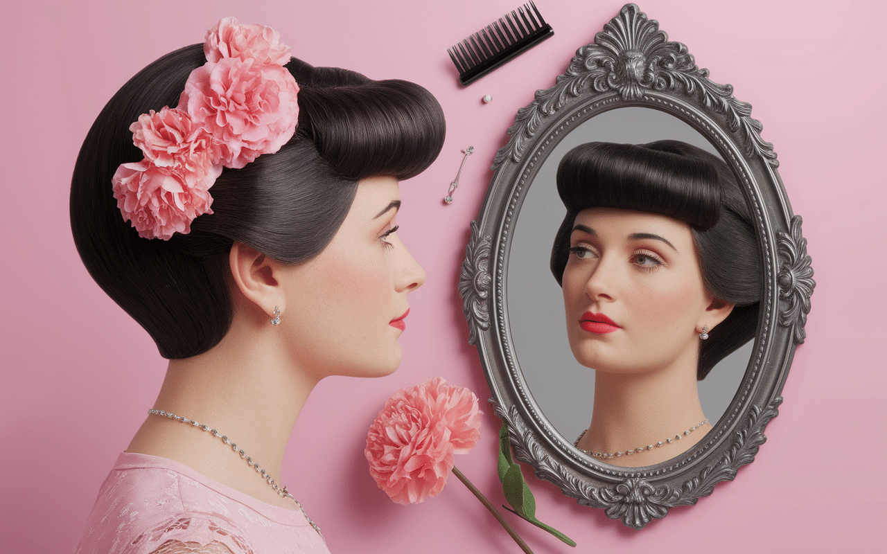 Profil coupe boule courte femme 60 ans miroir