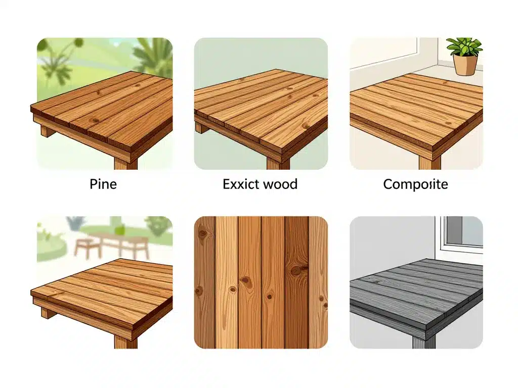 diagramme comparatif des bois pour estrade en bois intérieure et extérieure