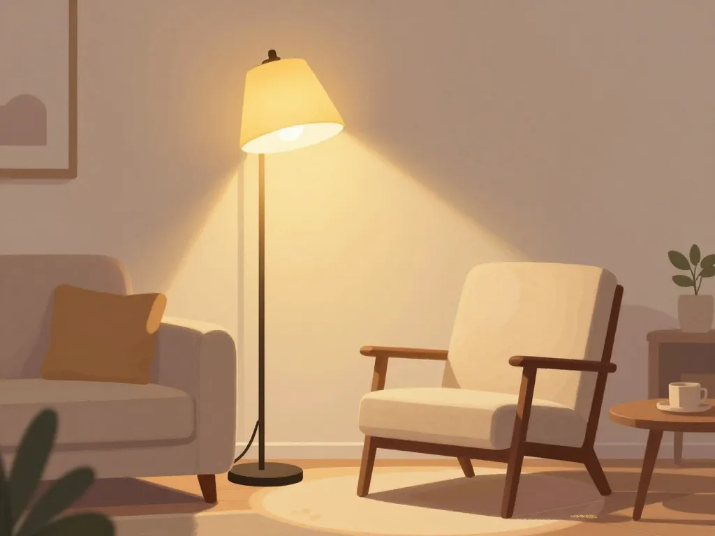 lampe halogène sur pied éclairage chaleureux salon