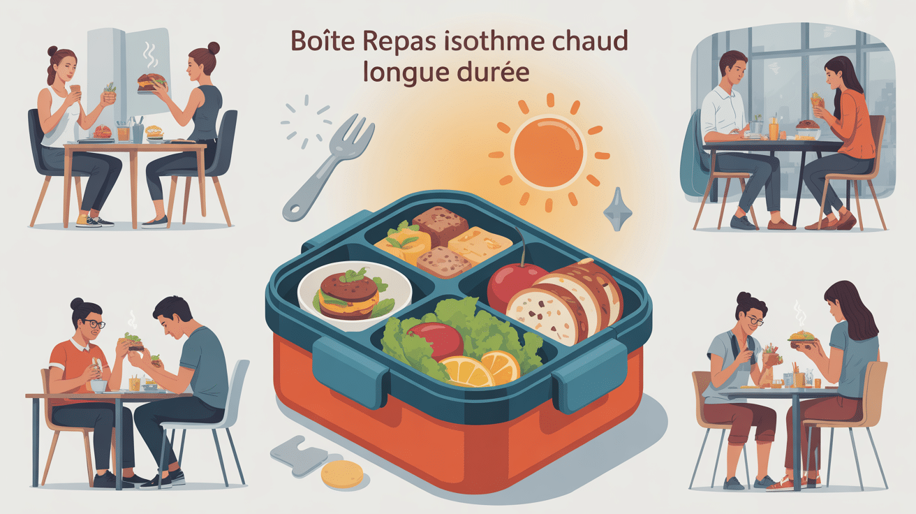 boîte repas isotherme chaud longue durée sur bureau école chantier