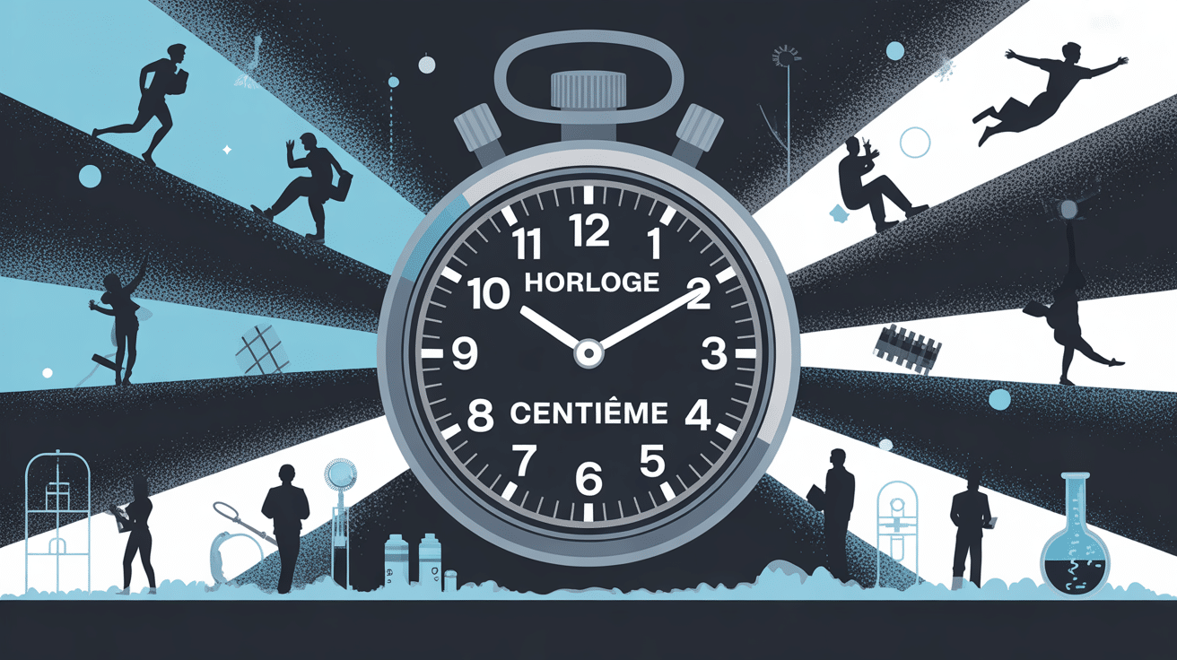illustration horloge centieme sports industrie science