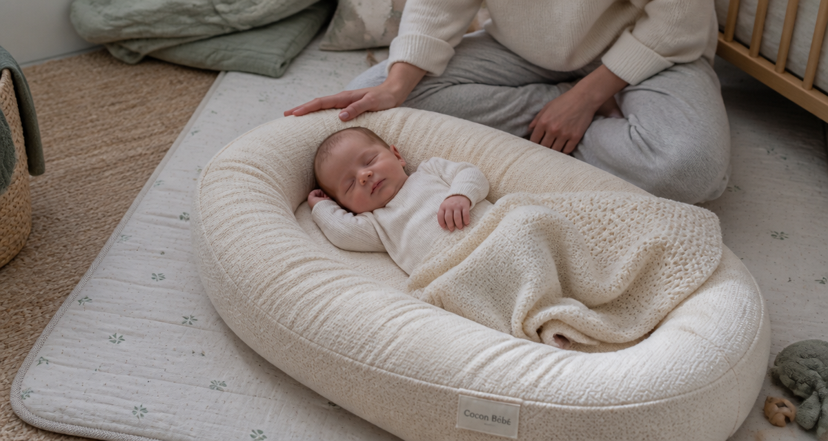 Nouveau-ne dans cocon bebe laine merinos
