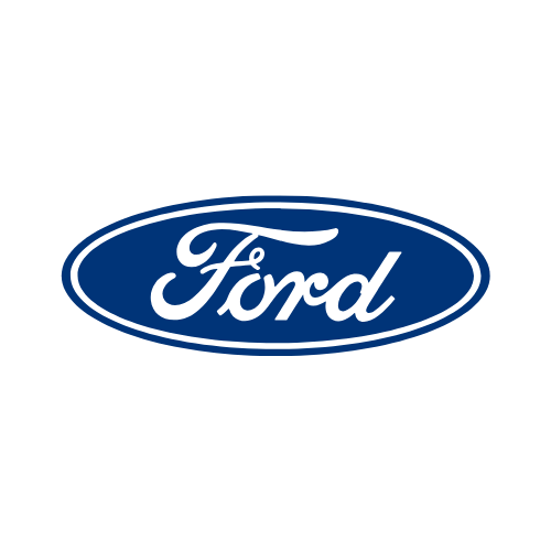 Ford logo on a dark background, representing automotive excellence and performance.