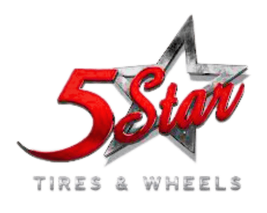 Logo of 5 Star Tires and Wheels featuring a star and bold red text.