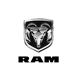 RAM logo featuring a chrome ram head emblem for trucks and vehicles.