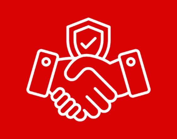 Handshake icon representing trust and quality in tire and wheel services.