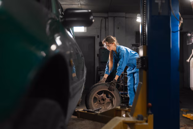 caucasian-woman-auto-mechanic-works-tire-fitting-car-service-station-portrait-auto-mechanic-changing-car-wheel